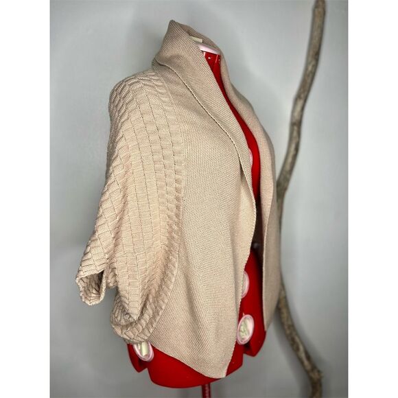 Jennifer Lopez Women's Beige Open Front Cardigan Shawl Collar Size M - Picture 13 of 13